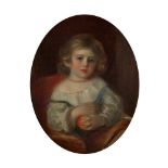 ATTRIBUTED TO SAMUEL WEST PORTRAIT OF A YOUNG GIRL HOLDING AN APPLE
