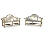 PAIR OF LUTYENS STYLE GARDEN BENCHES OF RECENT MANUFACTURE