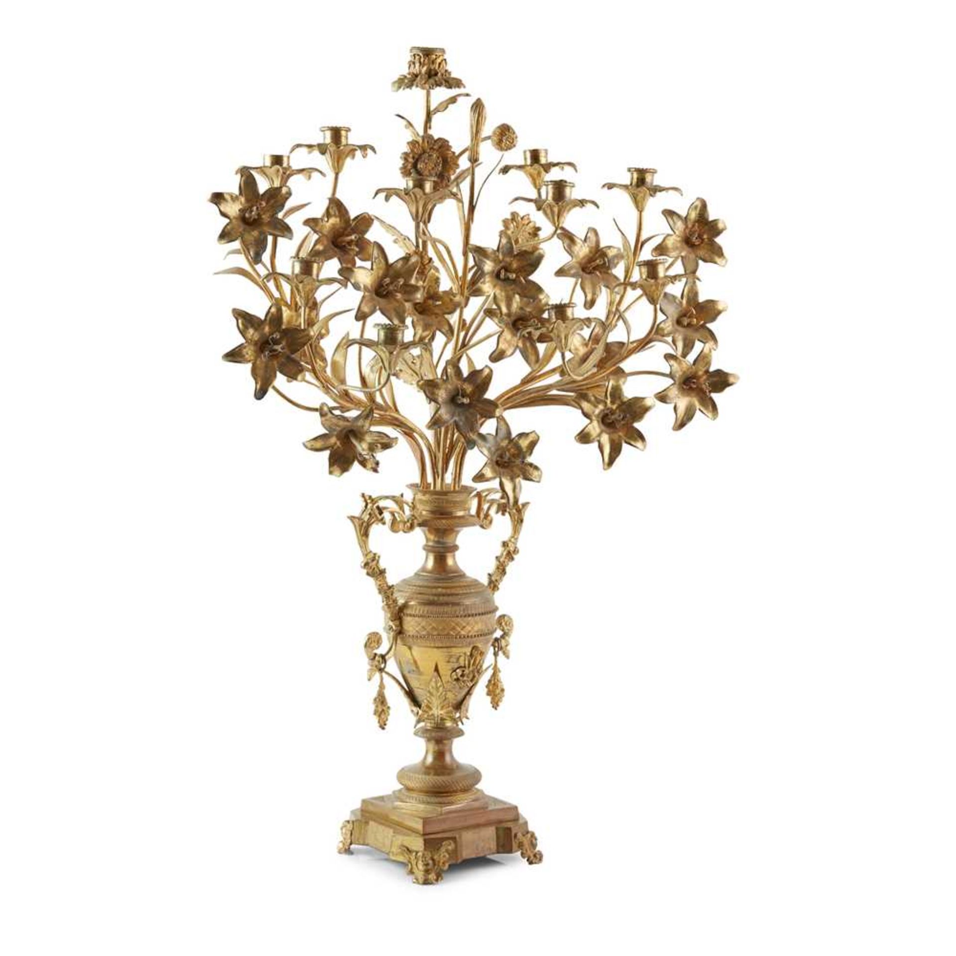 PAIR OF FRENCH LARGE GILT METAL CANDELABRA 19TH CENTURY - Image 3 of 3
