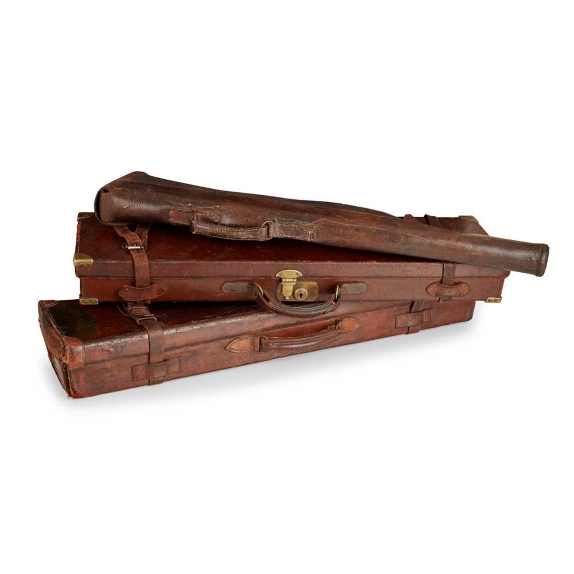 THREE LEATHER SHOTGUN CASES LATE 19TH/ EARLY 20TH CENTURY
