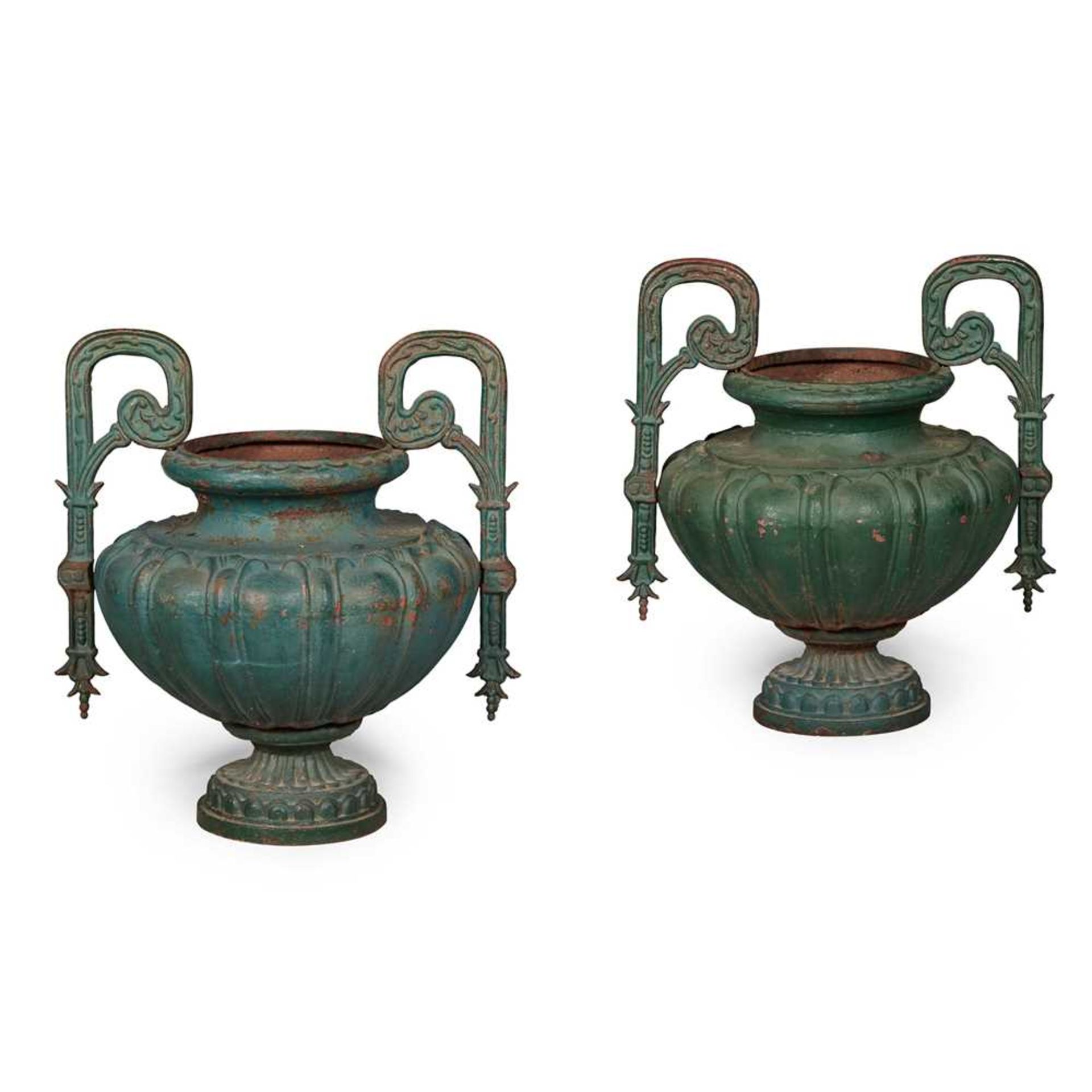 PAIR OF FRENCH CAST-IRON URNS 19TH CENTURY