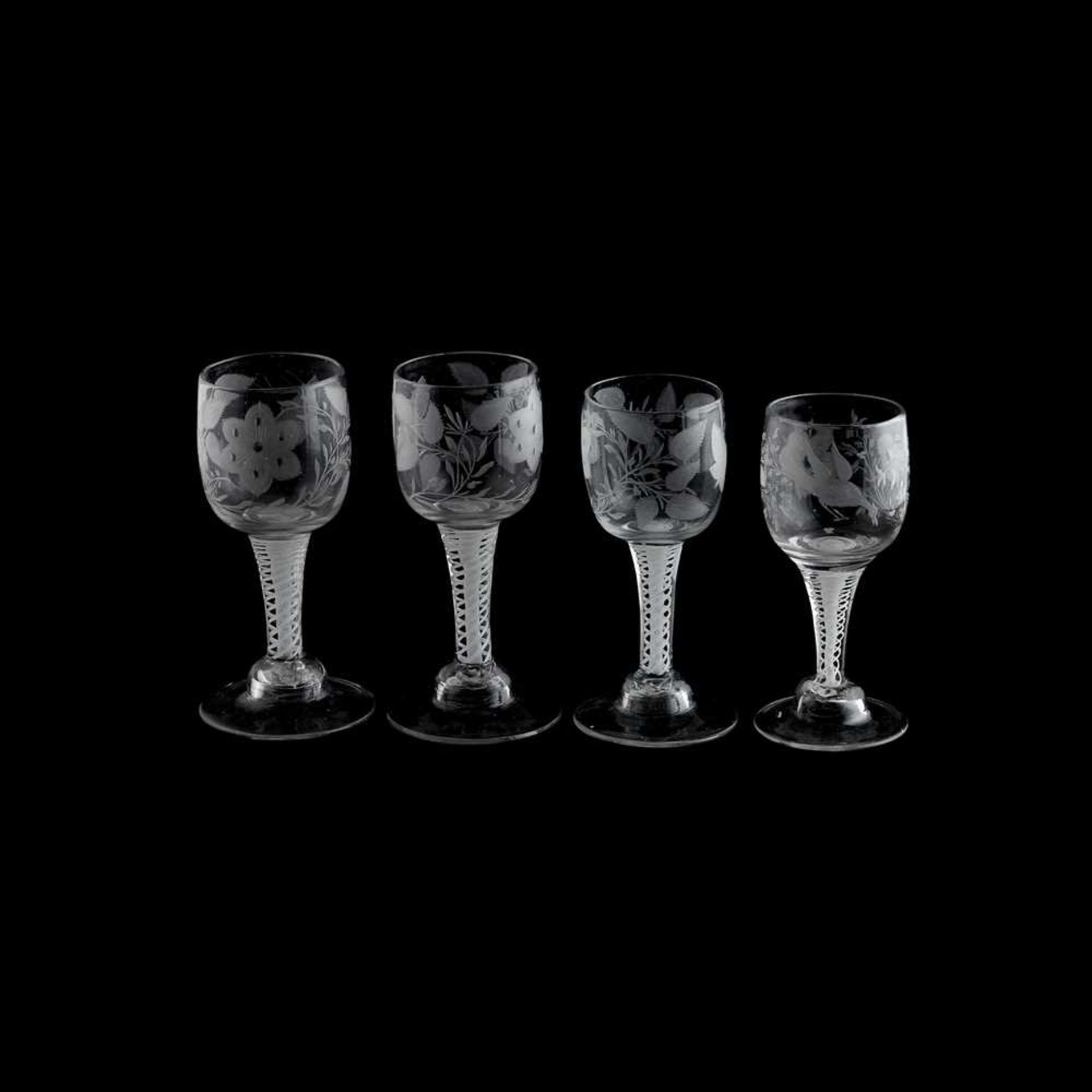 EIGHT DUTCH OPAQUE-TWIST STEM WINE GLASSES LATE 18TH CENTURY - Image 5 of 6