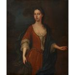 FOLLOWER OF WILLIAM AIKMAN THREE QUARTER LENGTH PORTRAIT OF A YOUNG WOMAN IN BROWN