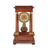 CHARLES X MAHOGANY AND GILT METAL PORTICO CLOCK EARLY 19TH CENTURY