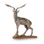 LARGE BRONZE FIGURE OF A STAG MODERN
