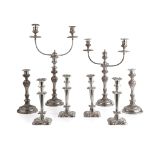 A suite of four table plated candlesticks