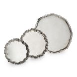 A group of three salvers and trays