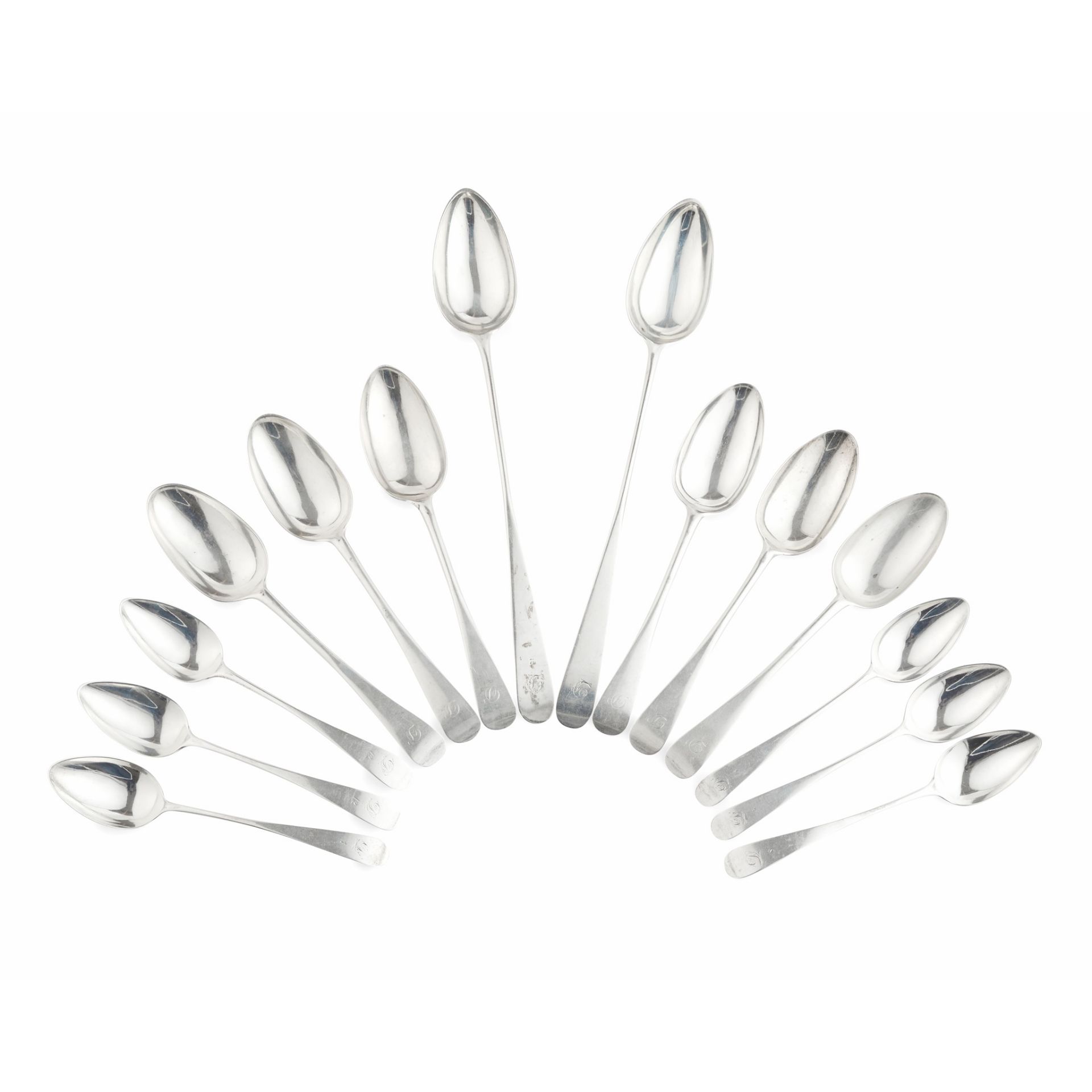 A matched collection of George III Old English flatware