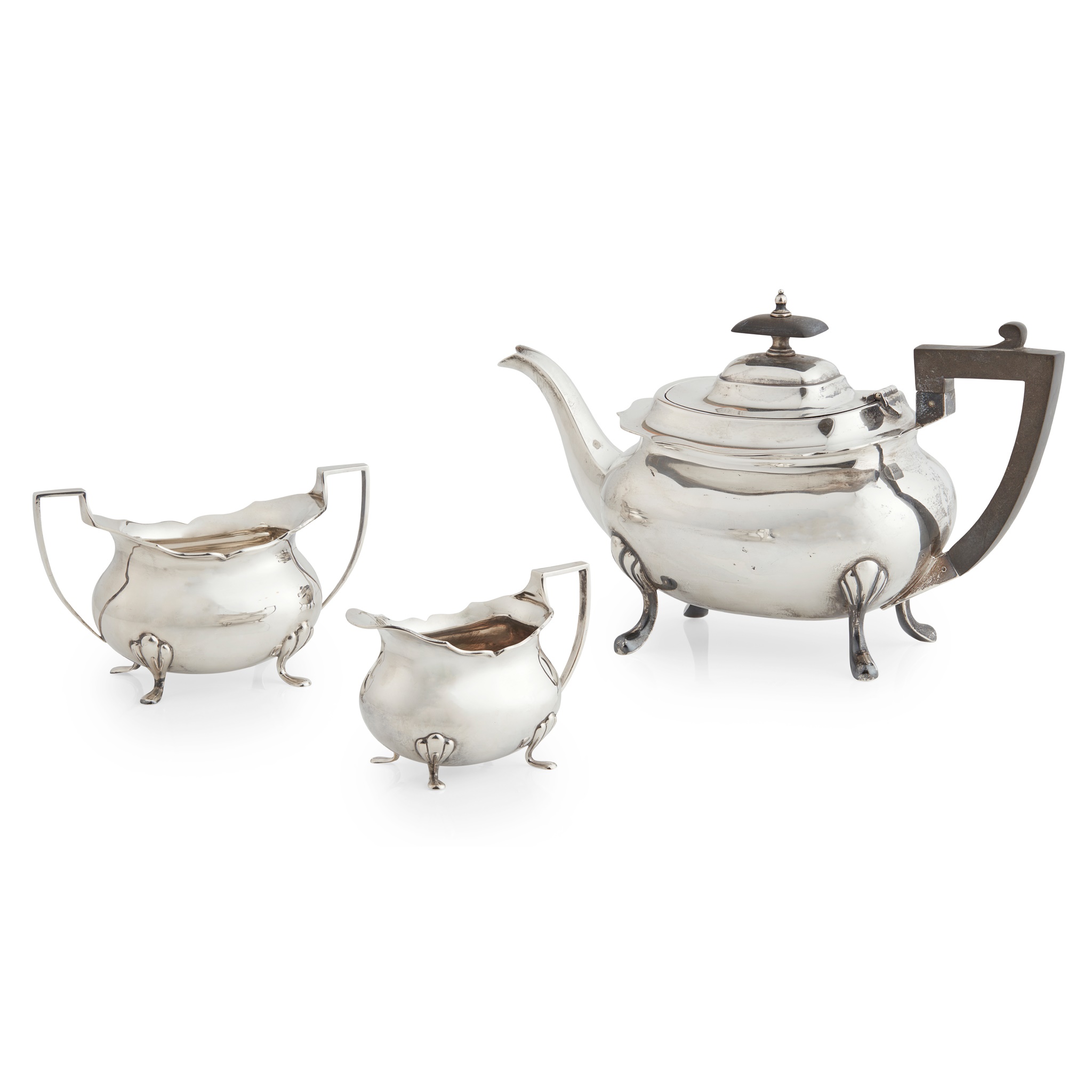 An early 20th-Century three-piece tea service