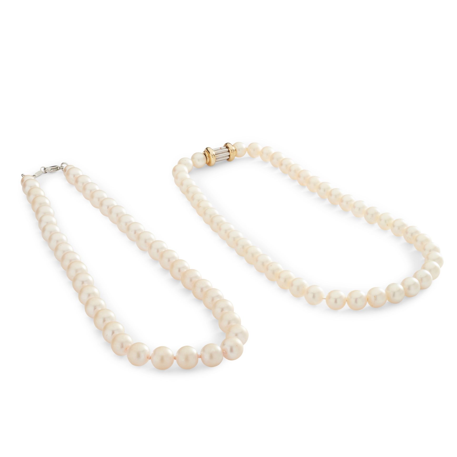 Two cultured pearl necklaces