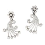 A pair of diamond pendent earrings