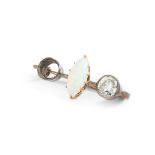 An opal and diamond bar brooch
