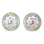 PAIR OF PAINTED CANTON ENAMEL 'FLOWERS AND BUTTERFLIES' PLATES QING DYNASTY, 19TH CENTURY