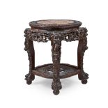 HARDWOOD WITH MARBLE INLAID STAND LATE QING DYNASTY-REPUBLIC PERIOD, 19TH-20TH CENTURY