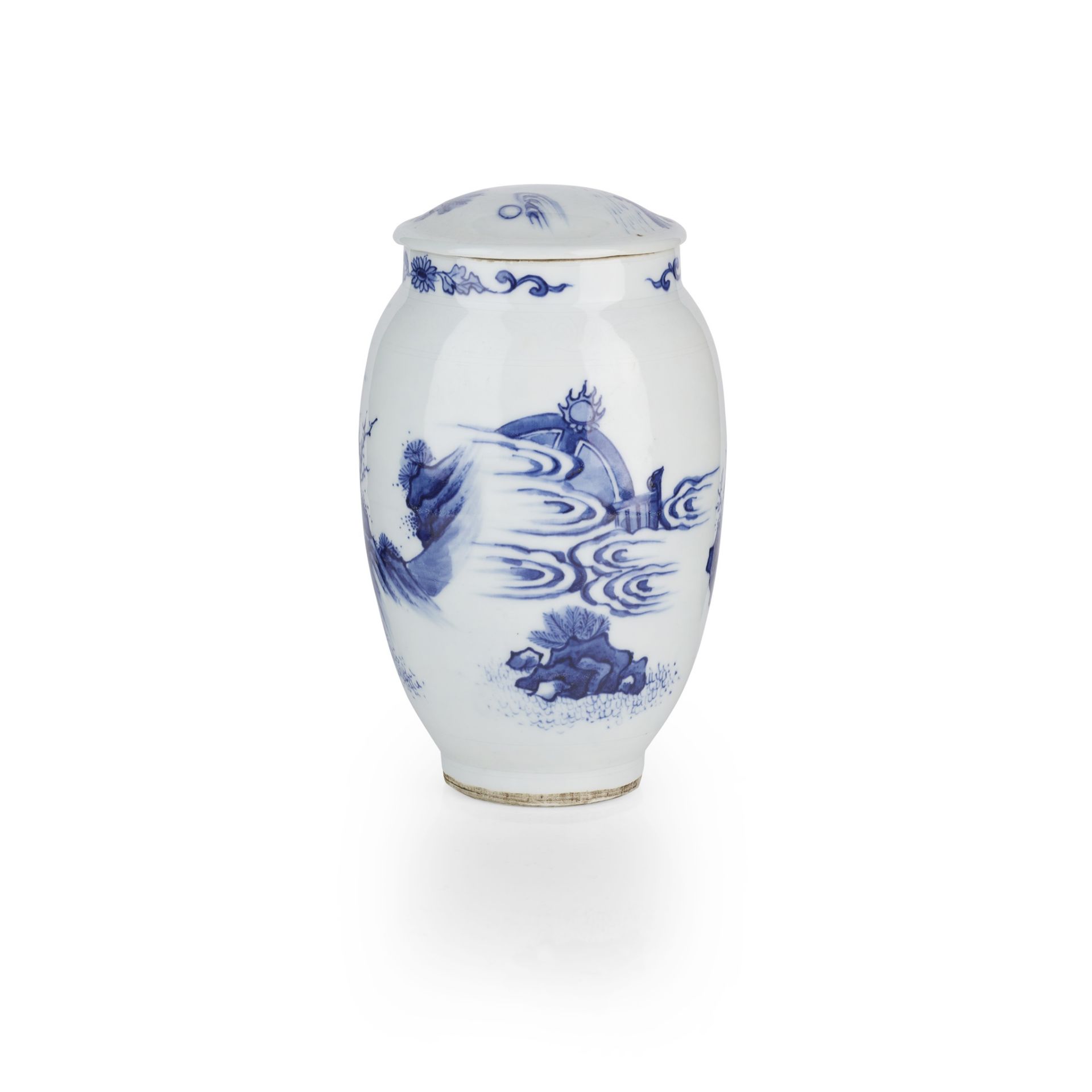 BLUE AND WHITE LIDDED JAR 19TH-20TH CENTURY - Image 2 of 2
