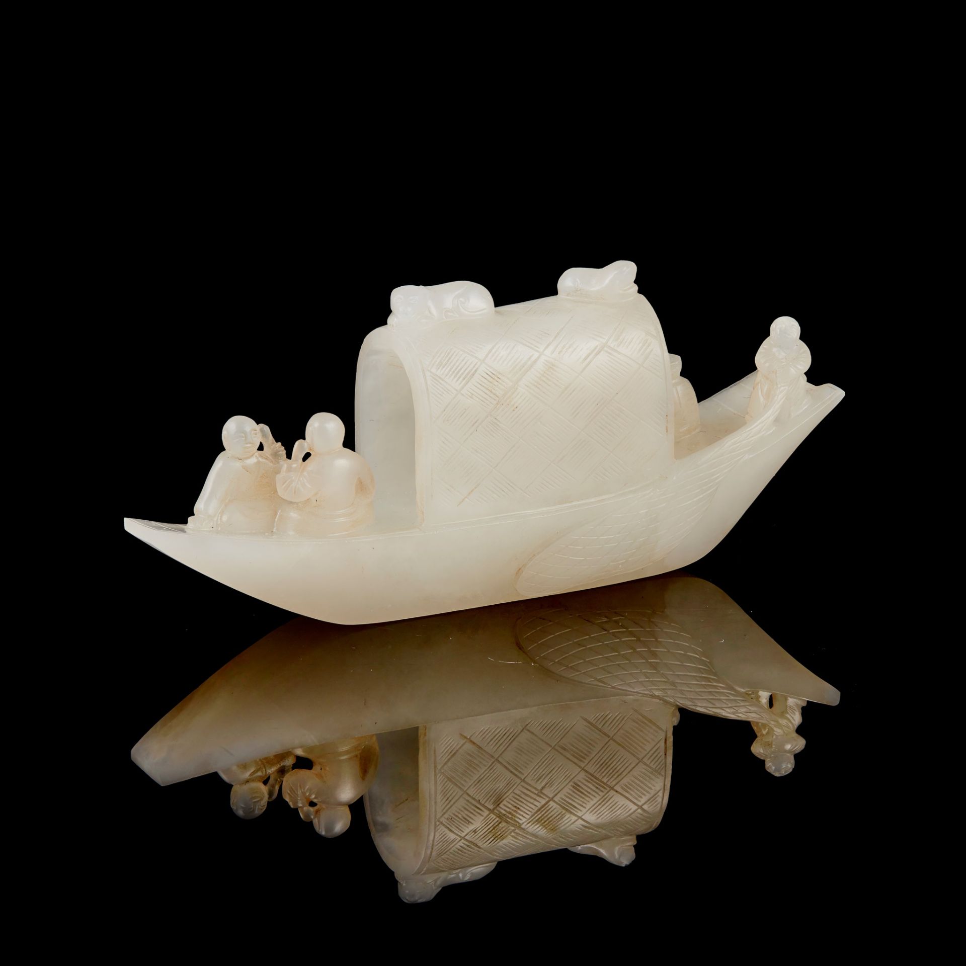 WHITE JADE CARVING OF A SAMPAN QING DYNASTY, 19TH CENTURY