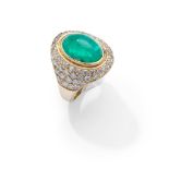 An emerald and diamond ring, by W.A Bolin, 1984