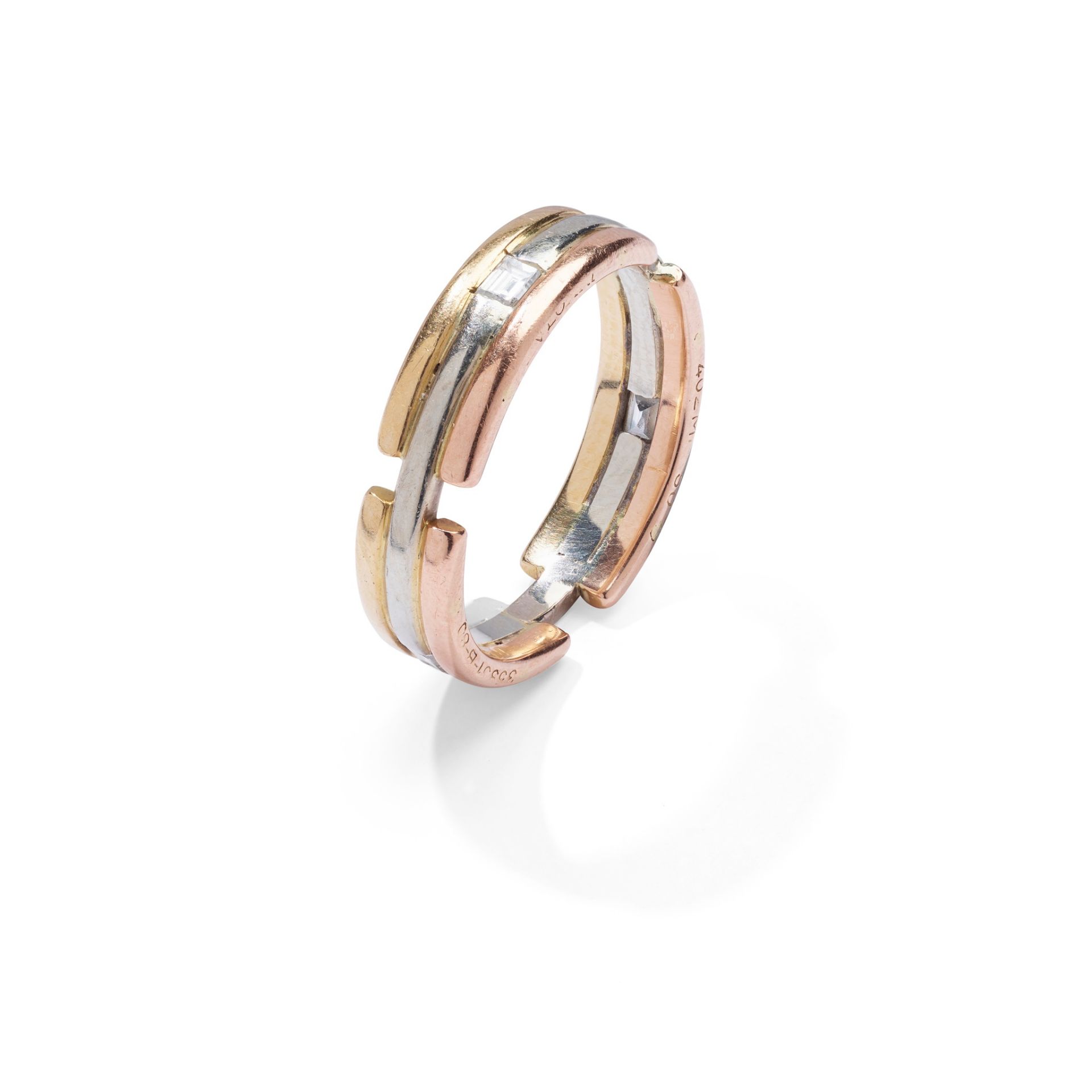 A diamond-set tri-coloured ring, by Bulgari