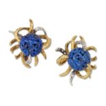 A pair of lapis lazuli earrings, 1970s