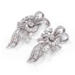 A pair of diamond clip brooches