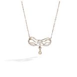 An early 20th century diamond bow pendant necklace