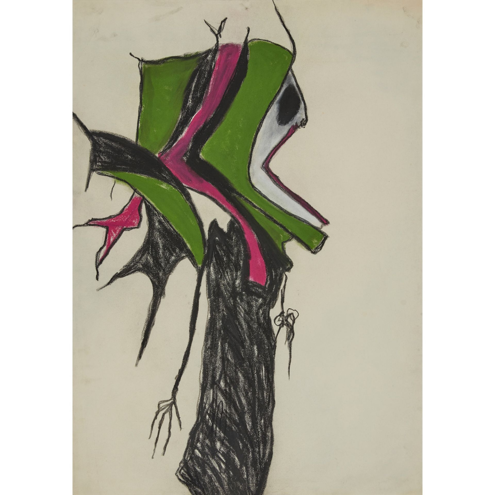 § PATRICIA DOUTHWAITE (SCOTTISH 1939-2002) SCREAMING (WITH GREEN AND PINK HEADDRESS)