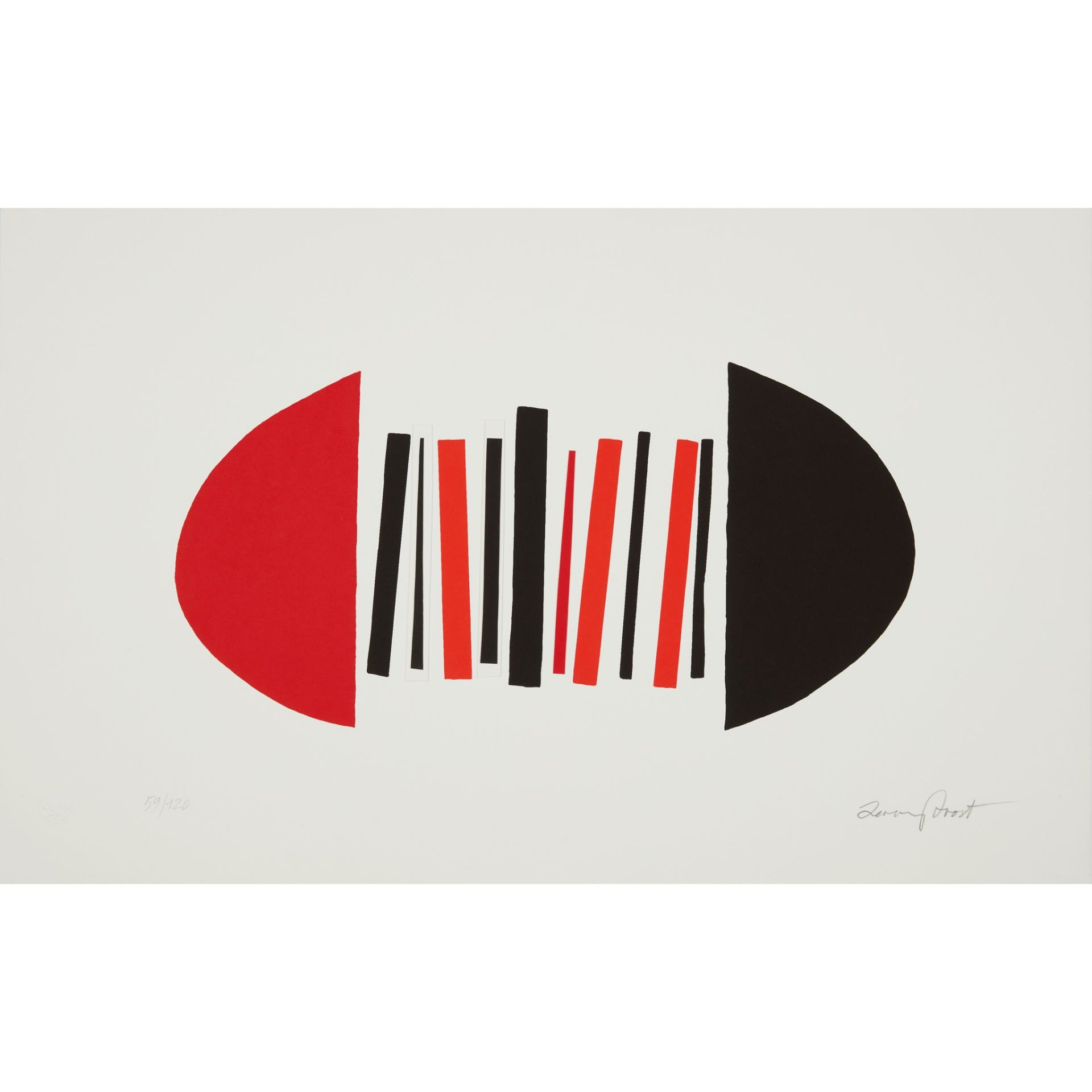 § SIR TERRY FROST R.A. (BRITISH 1915-2003) RED AND BLACK SQUEEZE (KEMP 213) - 2001