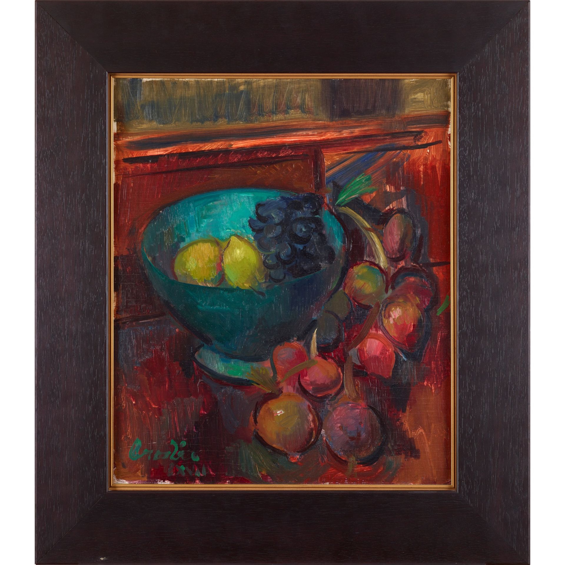 § WILLIAM CROSBIE R.S.A. (SCOTTISH 1915-1999) STILL LIFE WITH BOWL OF LEMONS - Image 2 of 3