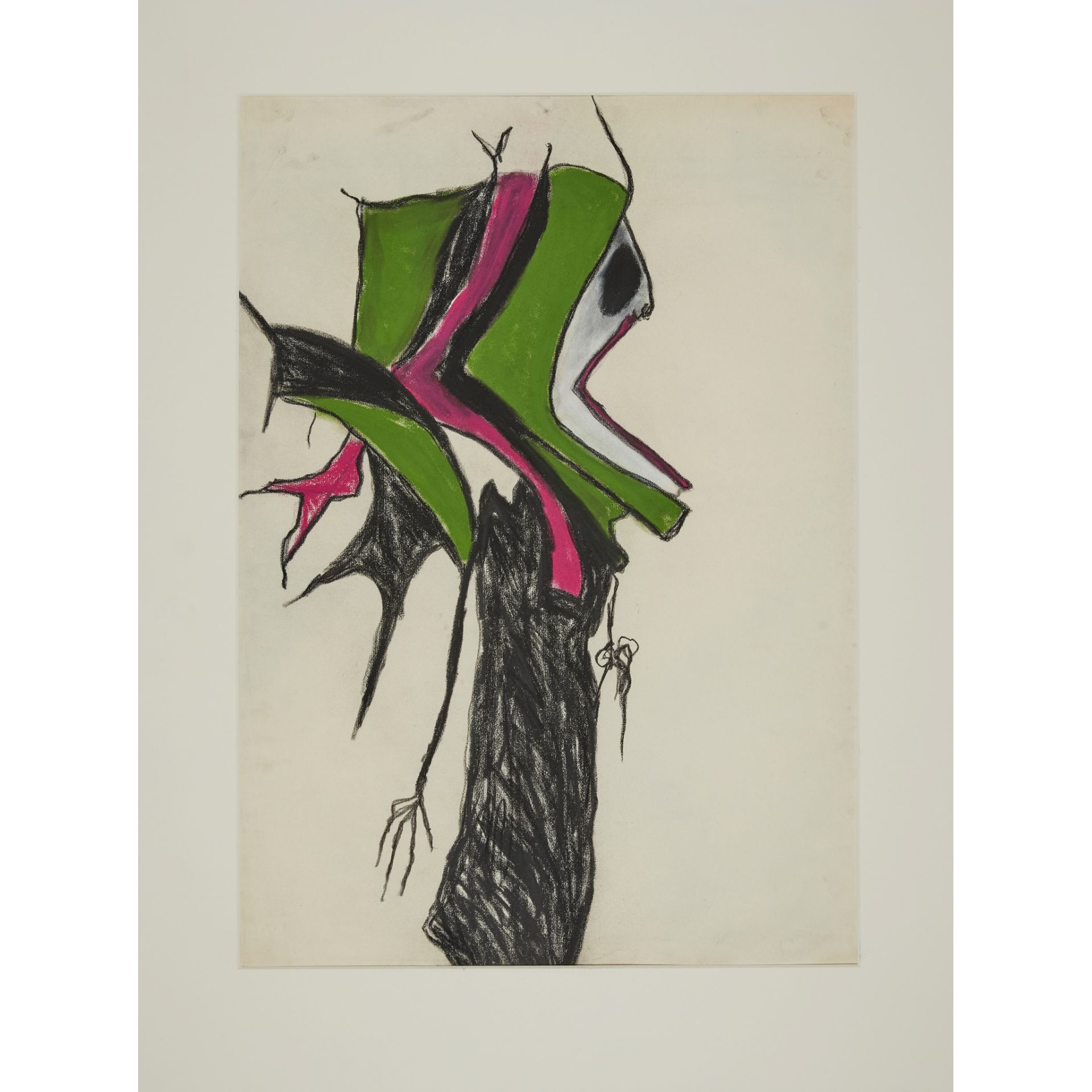 § PATRICIA DOUTHWAITE (SCOTTISH 1939-2002) SCREAMING (WITH GREEN AND PINK HEADDRESS) - Image 2 of 2