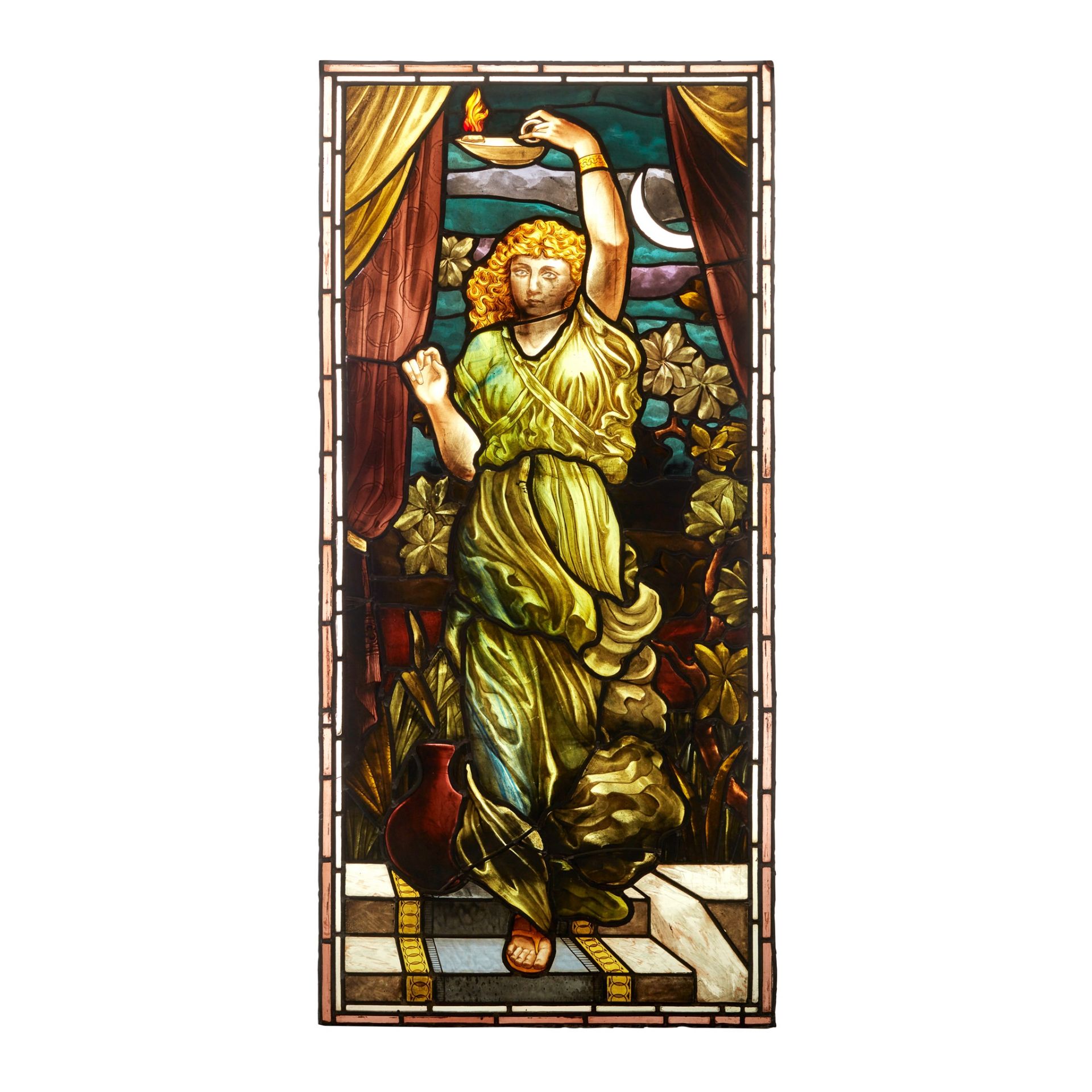 MANNER OF STEPHEN ADAM AESTHETIC MOVEMENT STAINED GLASS PANEL, CIRCA 1880