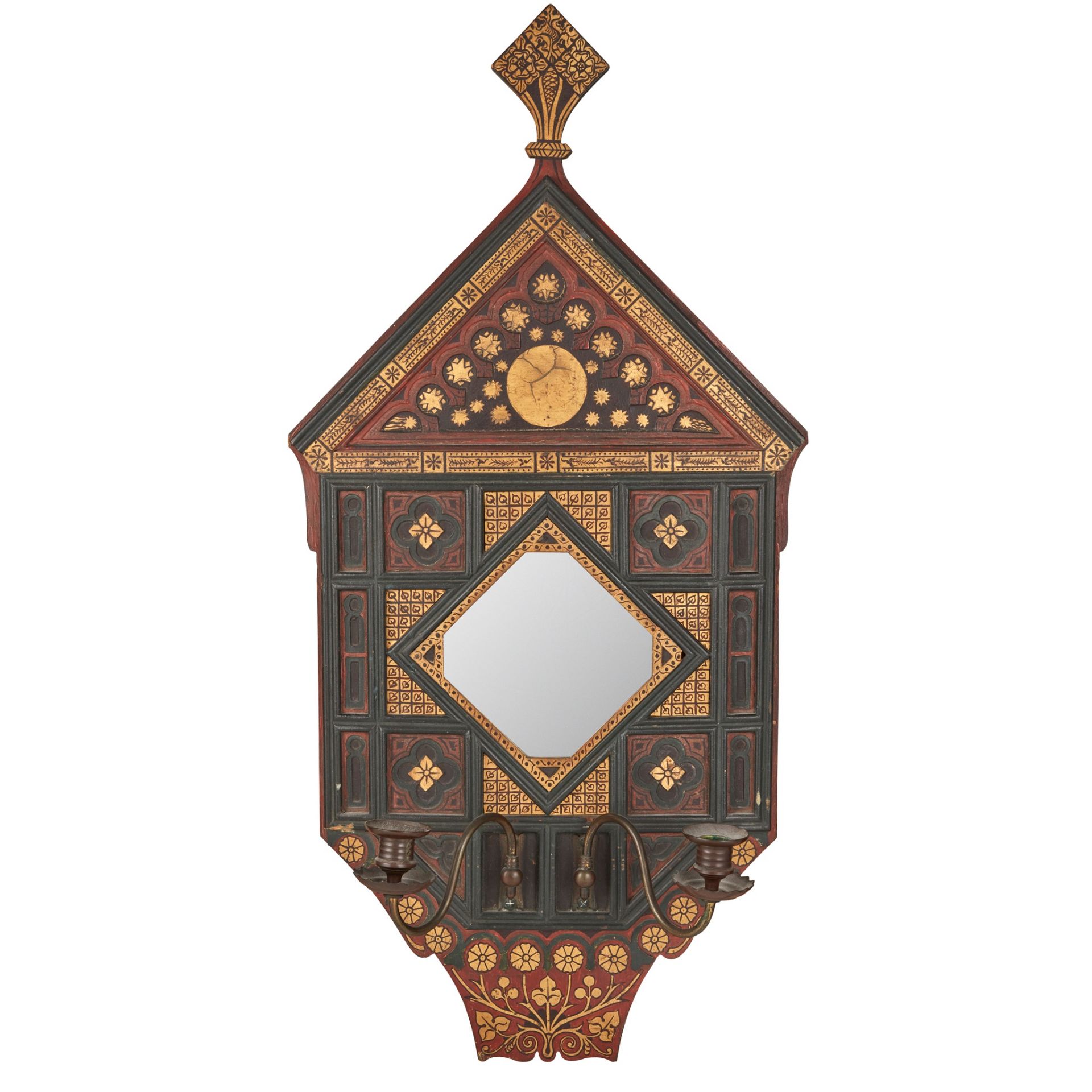 MANNER OF WILLIAM BURGES, PROBABLY COX & SONS (MAKER) WALL MIRROR, CIRCA 1880