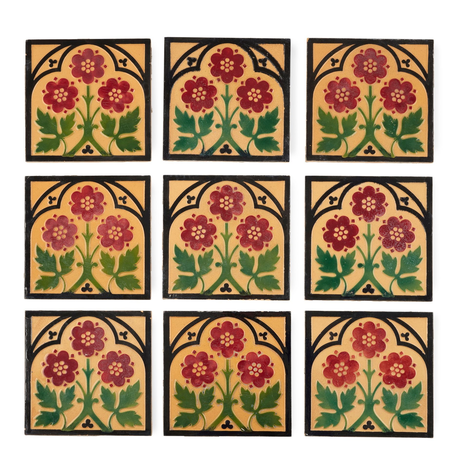 A.W.N. PUGIN (1812-1852) FOR MINTON & CO. GROUP OF NINE RELIEF TILES, CIRCA 1860