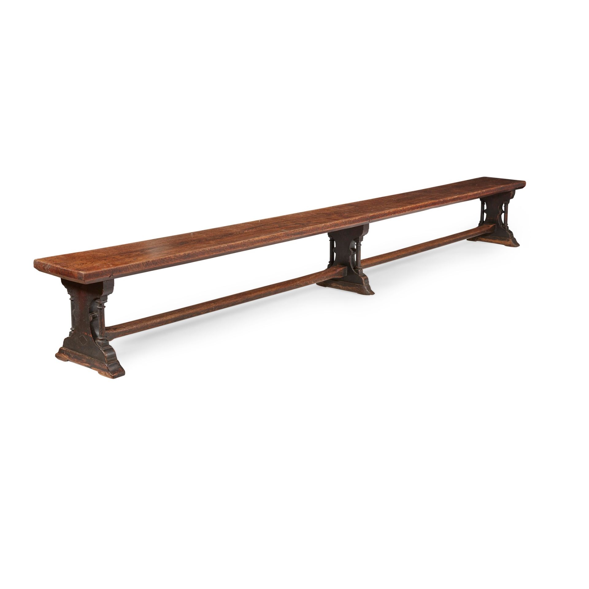 ENGLISH PAIR OF GOTHIC REVIVAL BENCHES, CIRCA 1870 - Image 2 of 3