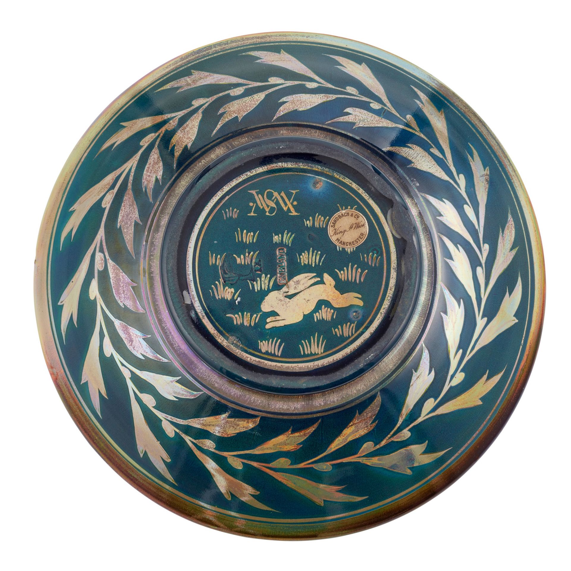 WILLIAM S. MYCOCK (1872-1950) FOR PILKINGTON’S TILE & POTTERY CO. LUSTRE CHARGER, DATED 1910 - Image 2 of 3