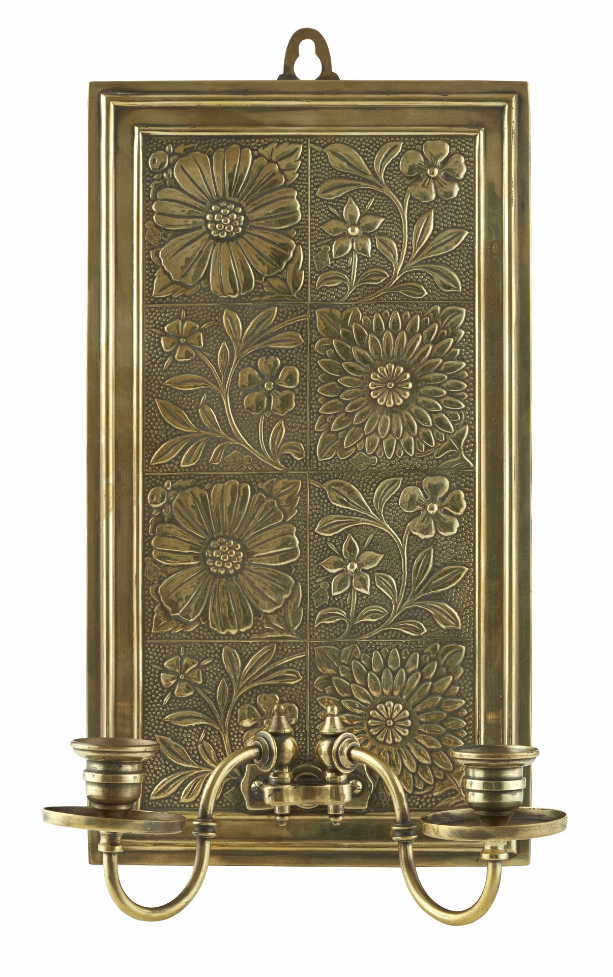 MANNER OF BRUCE J. TALBERT PAIR OF AESTHETIC MOVEMENT WALL SCONCES, DATED 1878 - Image 3 of 3