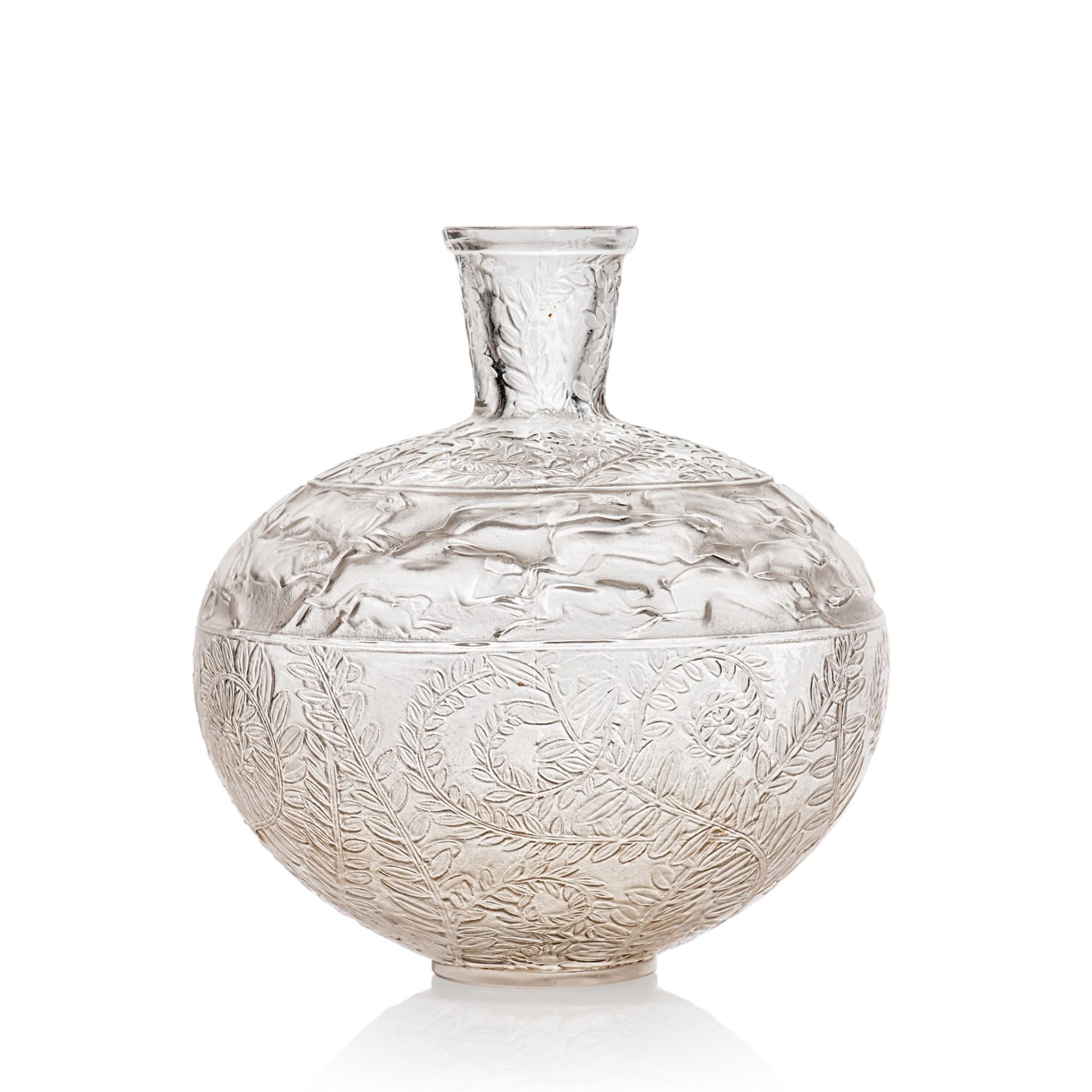 René Lalique (French 1860-1945) LIÈVRES VASE, NO. 942