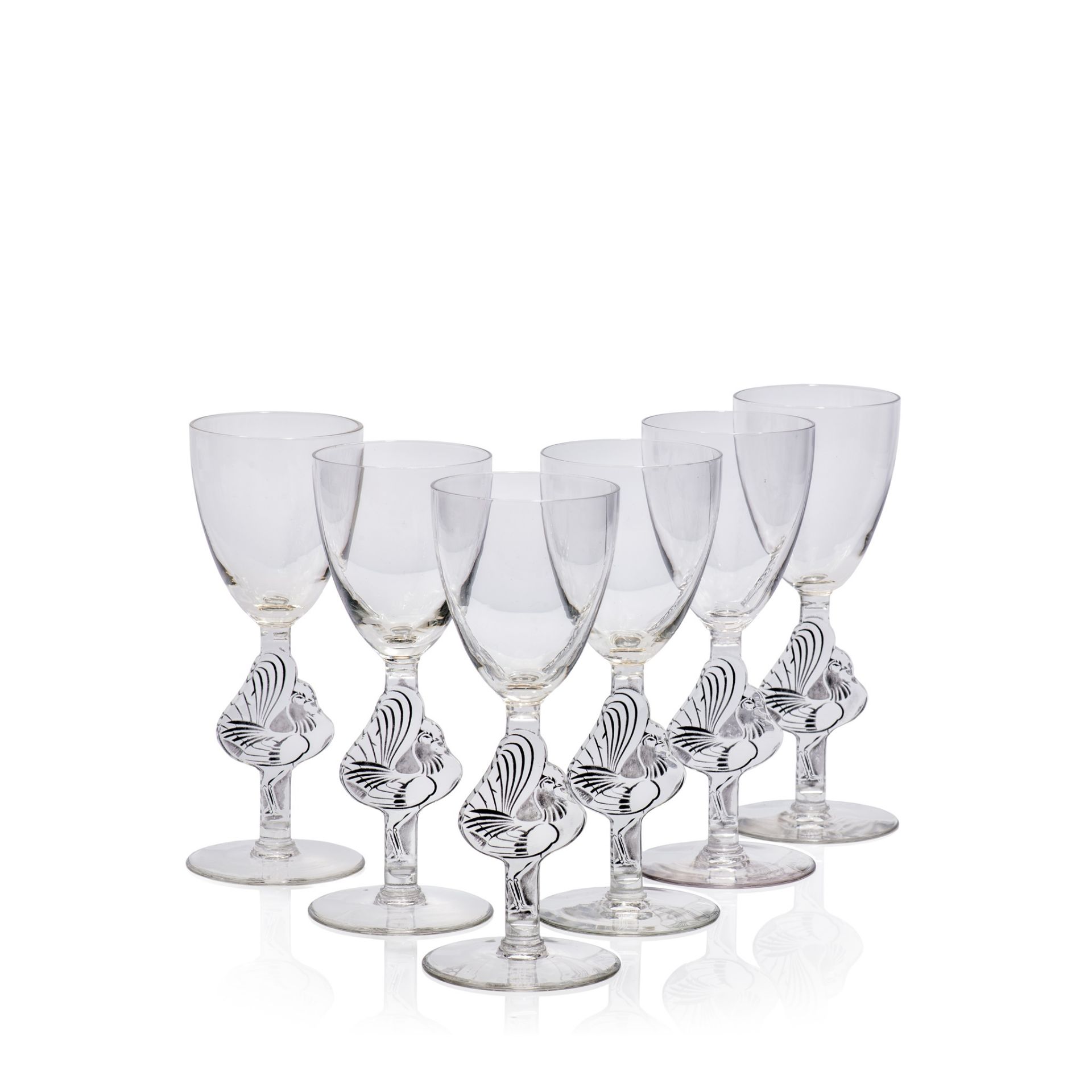 ‡ Rene Lalique SIX WILLIAM COCKTAIL GLASSES, NO. 3762