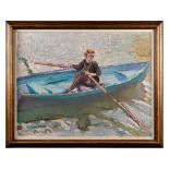 § David Graham (British 1926-) Girl in a Boat, Regent's Park