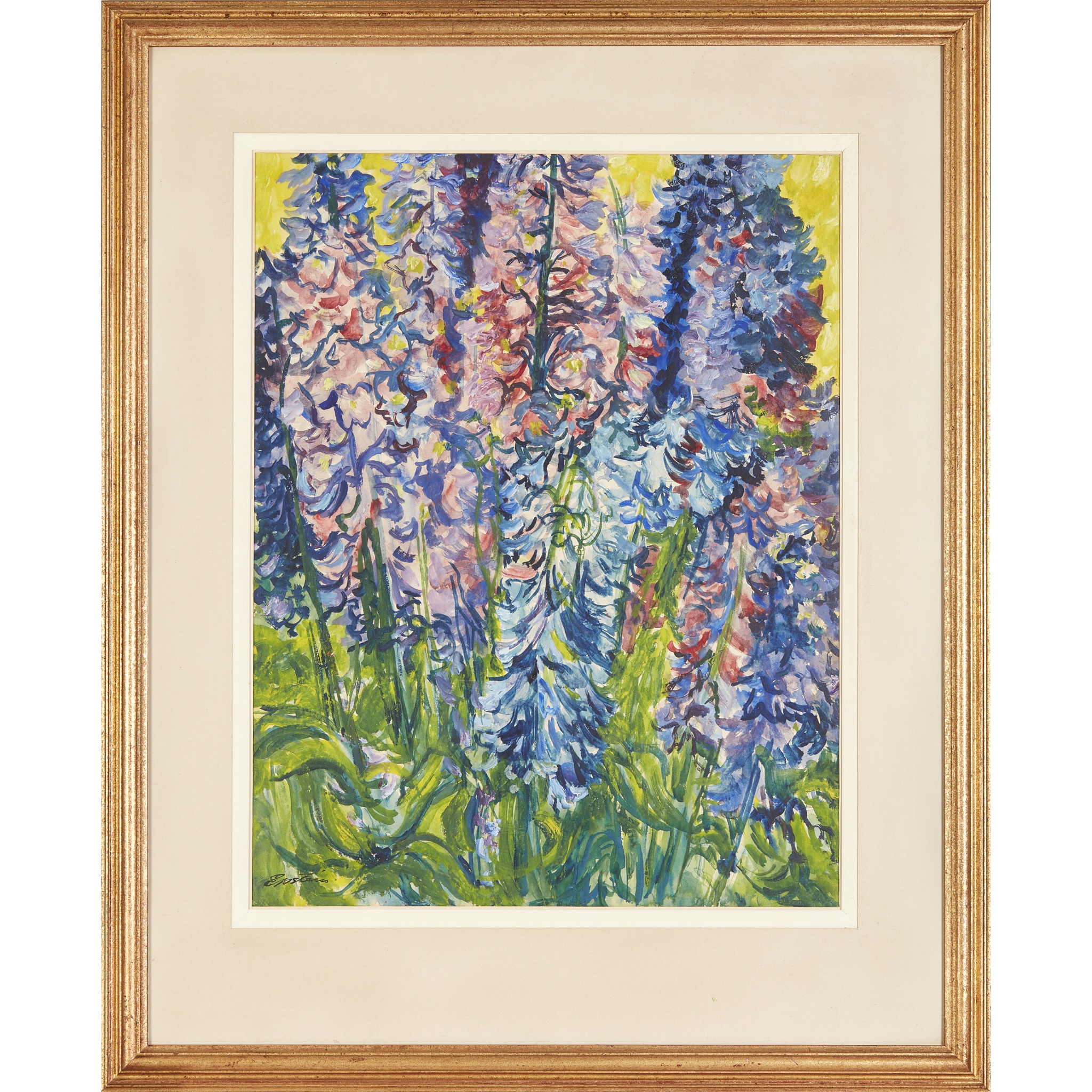 § Sir Jacob Epstein K.B.E. (British 1880-1959) Delphiniums - Image 2 of 2