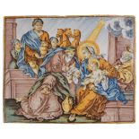 CASTELLI MAIOLICA PLAQUE, POSSIBLY PAINTED BY BERNARDINO GENTILE THE YOUNGER (1726-1813) MID-LATE