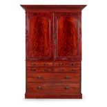 EARLY VICTORIAN MAHOGANY PRESS CUPBOARD, POSSIBLY WILLSON OF QUEEN ST. MID 19TH CENTURY