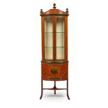 SHERATON REVIVAL PAINTED SATINWOOD BOWFRONT CORNER CABINET LATE 19TH/ EARLY 20TH CENTURY