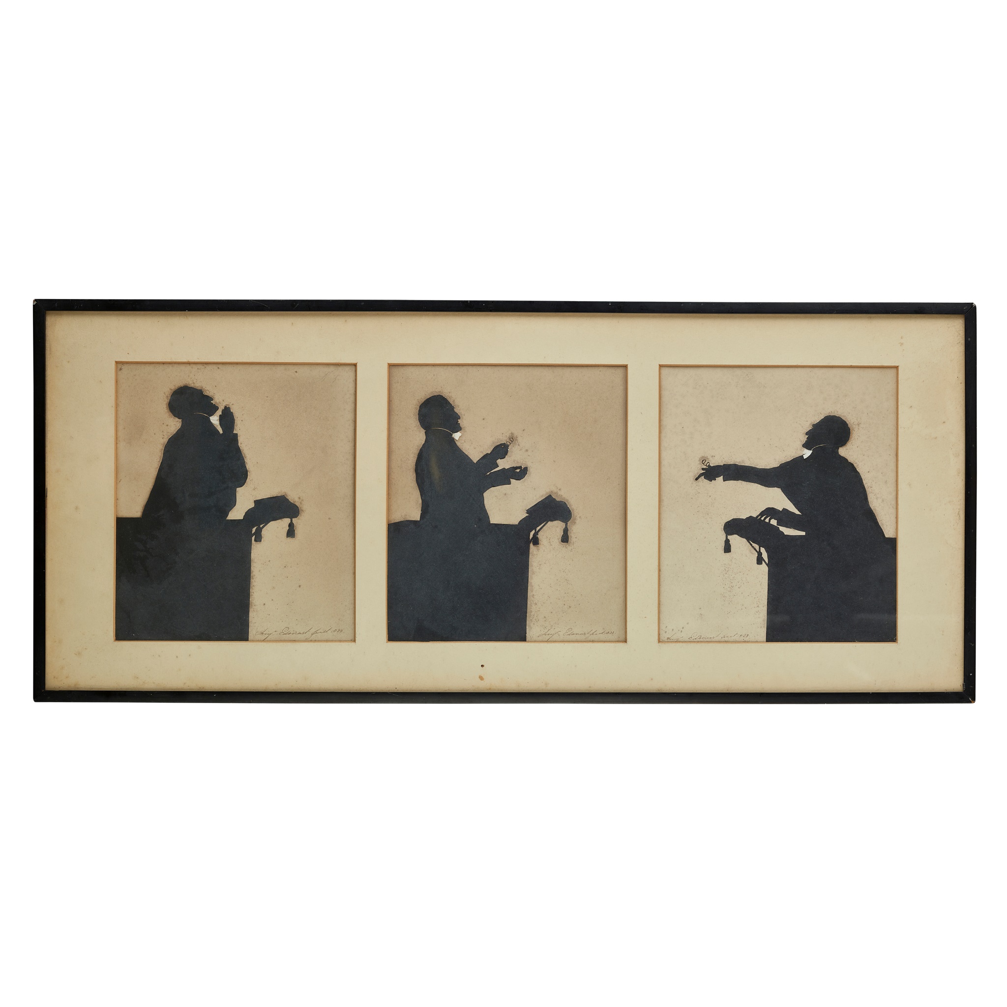 AUGUSTE EDOUART (1789-1861) THREE SILHOUETTES OF A MINISTER DELIVERING A SERMON