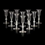 SET OF TEN DUTCH OPAQUE-TWIST STEM WINE GLASSES MID-LATE 18TH CENTURY