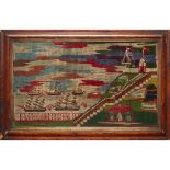 SAILOR'S WOOLWORK PICTURE 19TH CENTURY