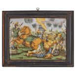 CASTELLI MAIOLICA PLAQUE, POSSIBLY BY BERNARDINO GENTILE THE YOUNGER (1726-1813) MID-LATE 18TH