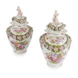 LARGE PAIR OF FRENCH PORCELAIN COVERED VASES, MARX EUGEN CLAUSS 19TH CENTURY