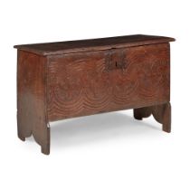 CHARLES I OAK BOARD CHEST EARLY 17TH CENTURY