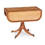 REGENCY SATINWOOD, MAHOGANY AND TULIPWOOD PEDESTAL PEMBROKE TABLE LATE 18TH CENTURY