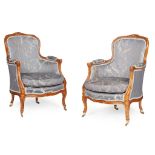 PAIR OF FRENCH BEECH BERGERES EARLY 20TH CENTURY